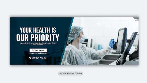 PSD medical health online services facebook cover or web banner template design