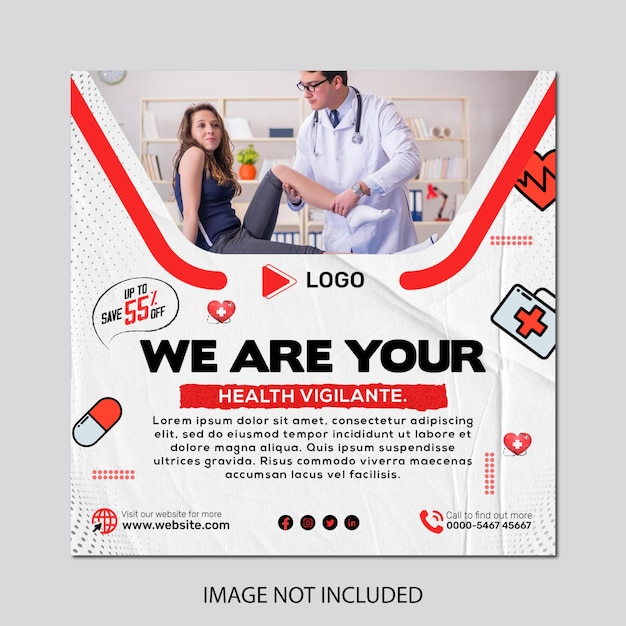 Medical health social media and instagram post banner design