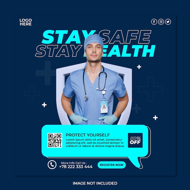 PSD medical healthcare banner social media post template