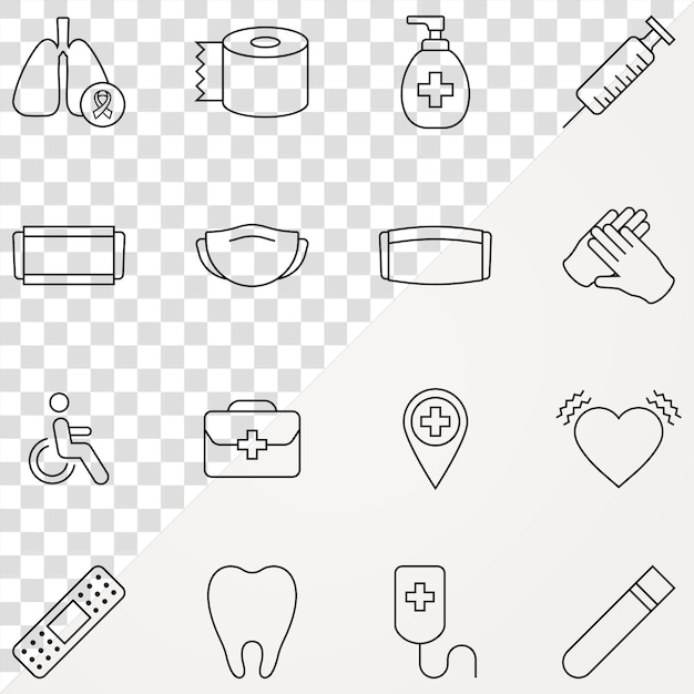 medical and healthcare covid 19 icon set element