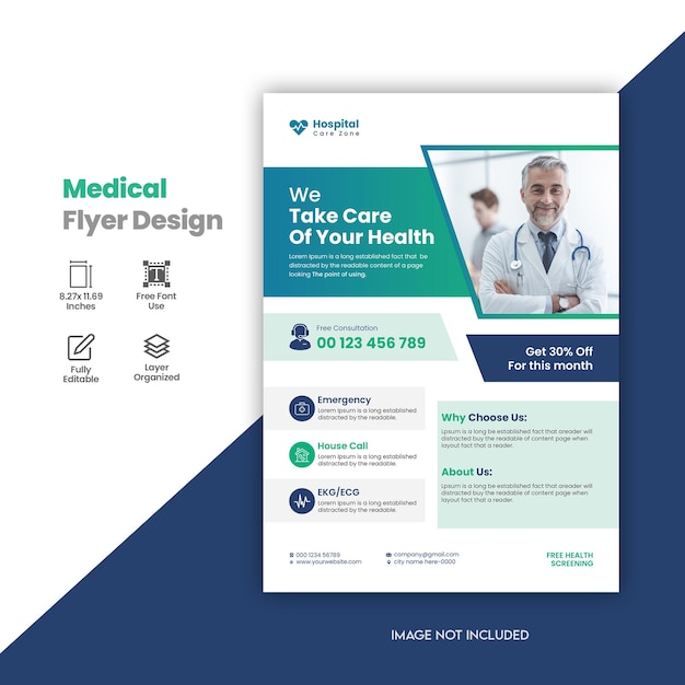 PSD medical healthcare dental clinic doctor hospital flyer design template