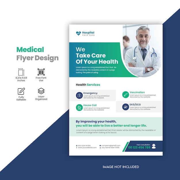 Medical healthcare dental clinic doctor hospital flyer design template