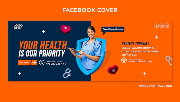 Medical healthcare facebook cover social media post template