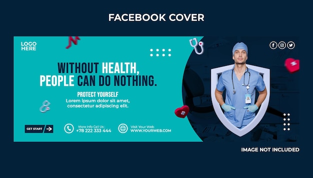 PSD modello di post sui social media per la copertina di facebook per l'assistenza sanitaria medica