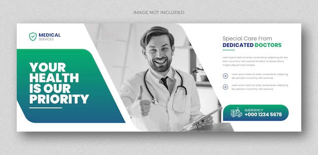 PSD copertina della timeline di facebook per l'assistenza sanitaria medica e modello di banner web