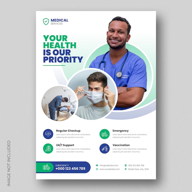 PSD medical healthcare flyer design and brochure cover page template