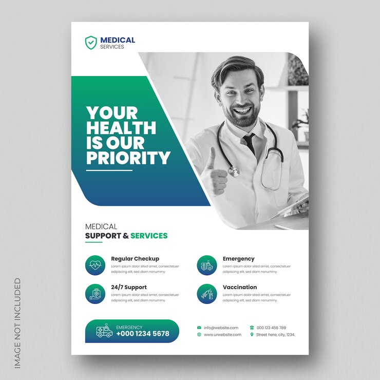 PSD medical healthcare flyer design and brochure cover page template