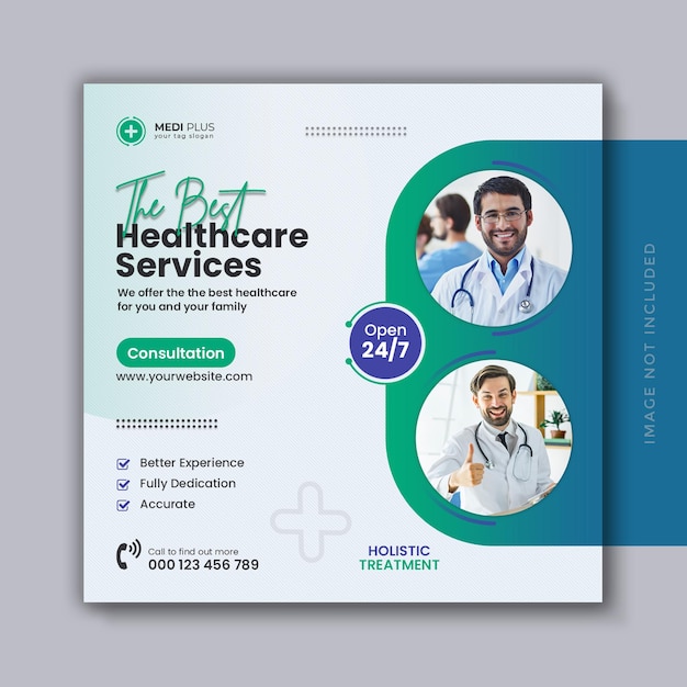 Medical healthcare flyer social media post and web banner template