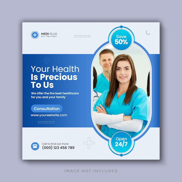 PSD medical healthcare flyer social media post and web banner template