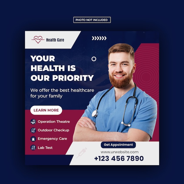 PSD medical healthcare flyer social media post web banner template