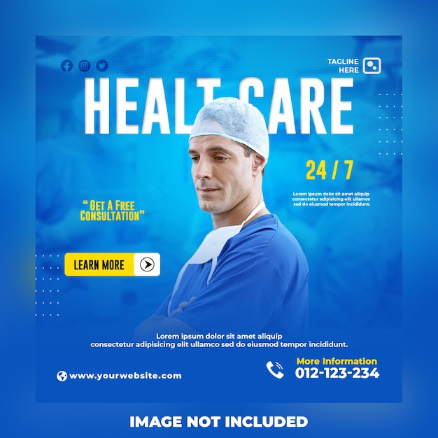 PSD medical healthcare flyer social media post