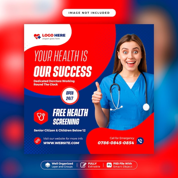 Medical healthcare prevention square banner design or square flyer for a social media post template