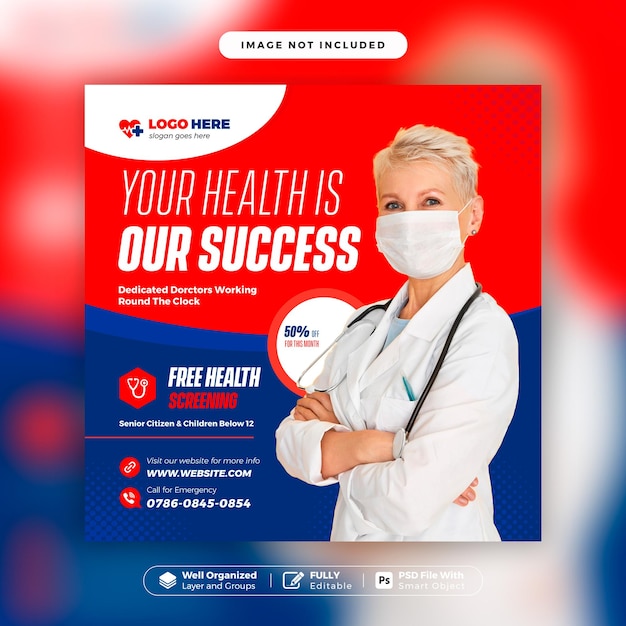 Medical healthcare prevention square banner design or square flyer for a social media post template