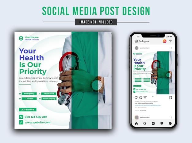 Medical Healthcare services PSD web social media post design