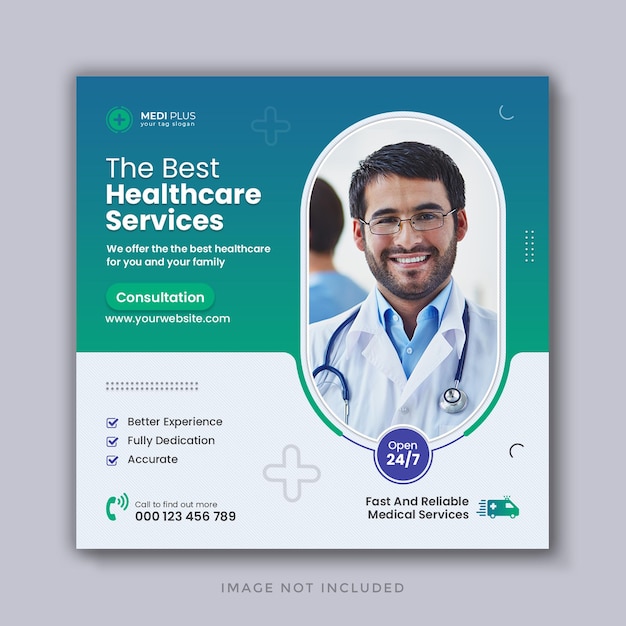 PSD medical healthcare social media banner and instagram post template