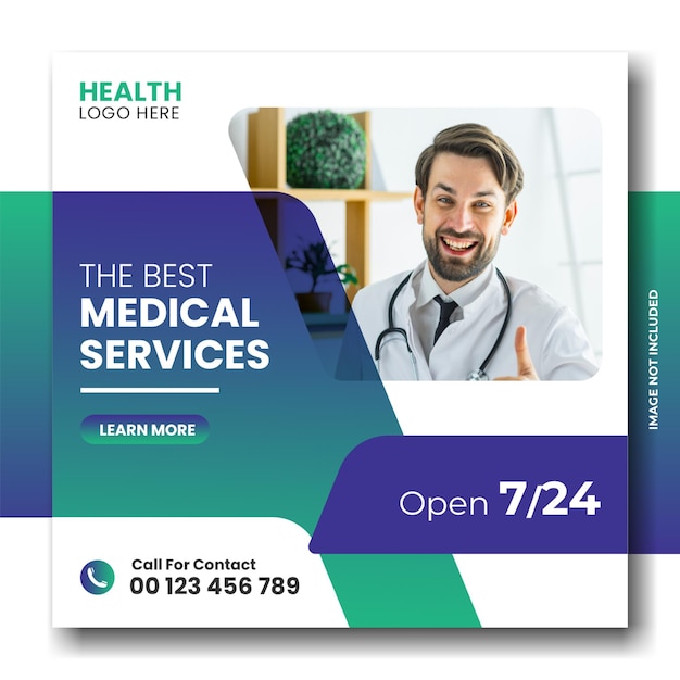 PSD medical and healthcare social media banner or square template