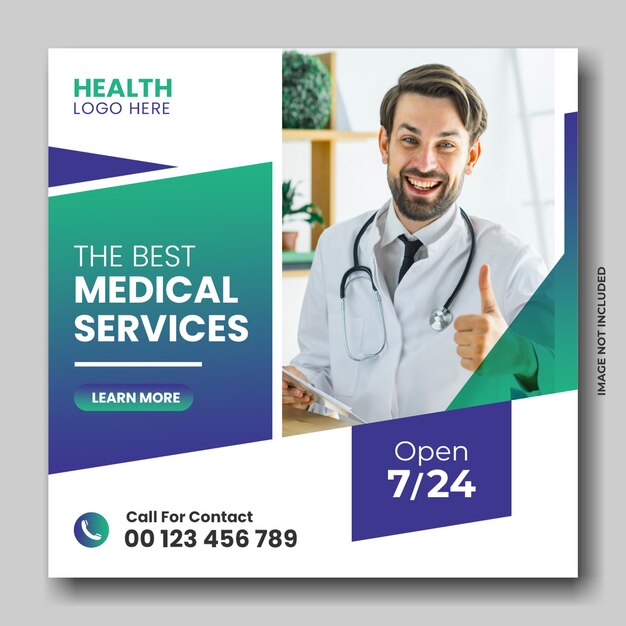 PSD medical and healthcare social media banner or square template