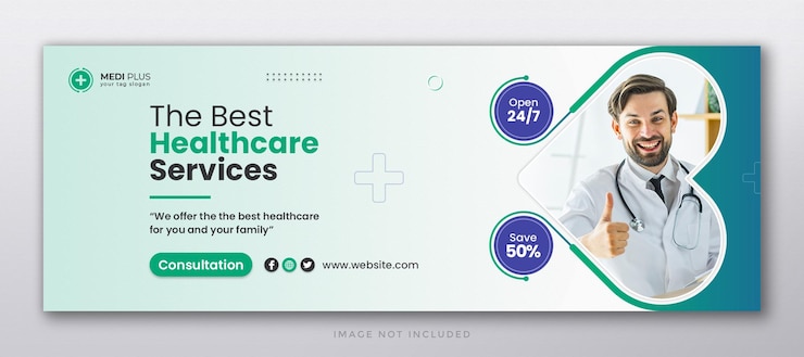 PSD medical healthcare social media facebook cover and web banner template