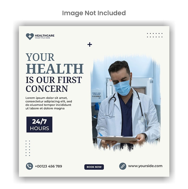 PSD medical and healthcare social media or instagram post template design