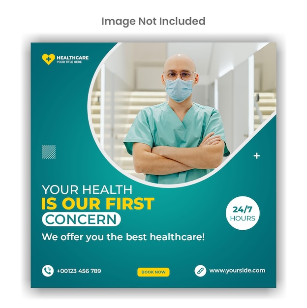 Medical and healthcare social media or instagram post template design