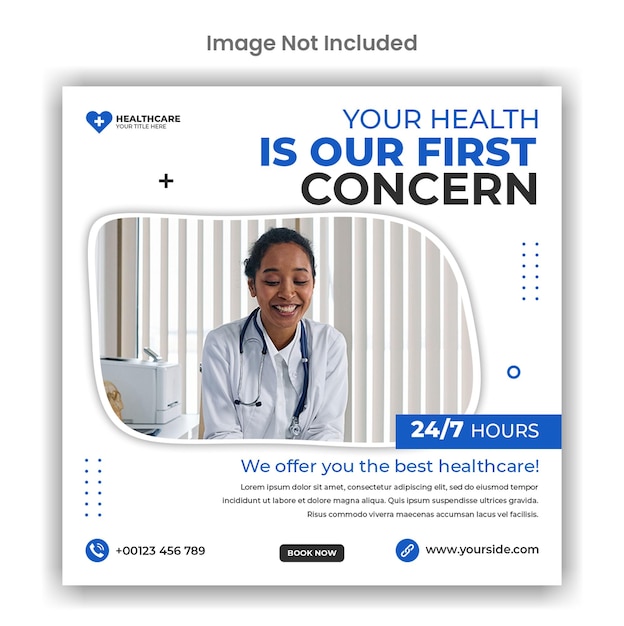 의료 및 의료 소셜 미디어 또는 인스타그램 포스트 템플릿 디자인