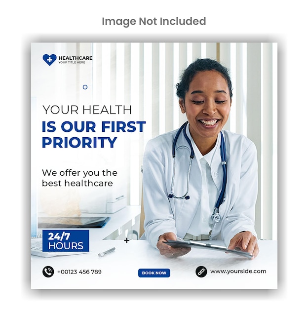 Medical healthcare social media or instagram post template design