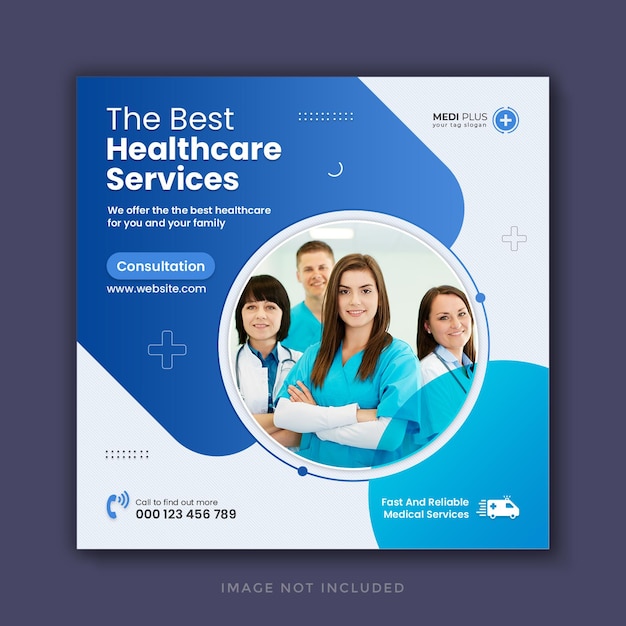 의료 의료 소셜 미디어 게시물 디자인 및 웹 배너 템플릿