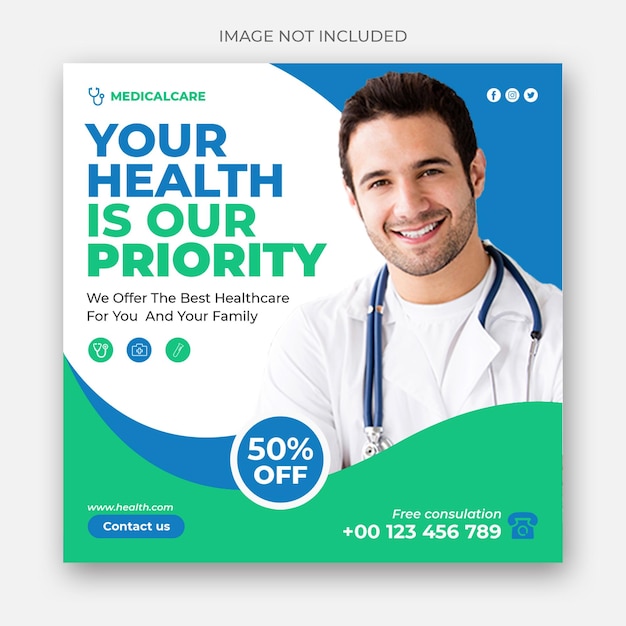 Medical healthcare social media post template