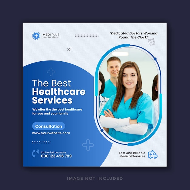 Medical healthcare social media post and web banner template