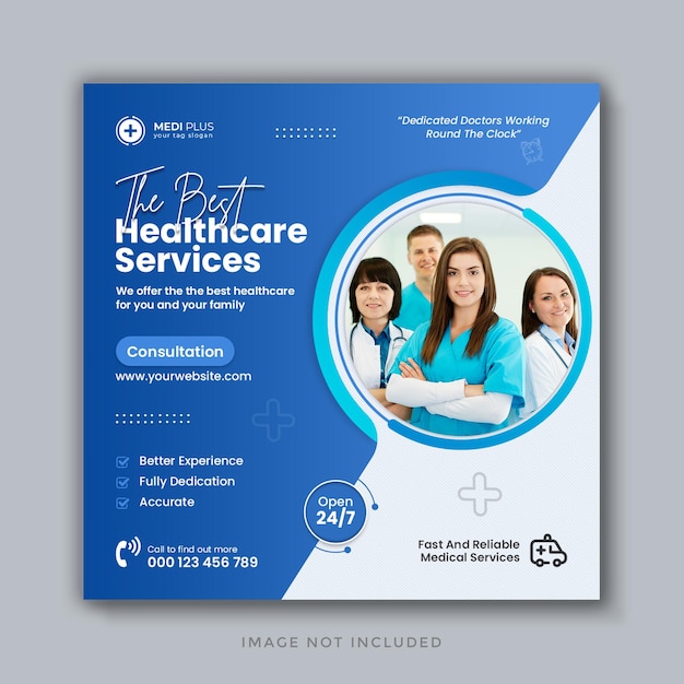 Medical healthcare social media post and web banner template