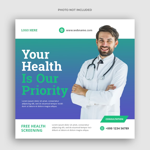 Medical healthcare square banner template