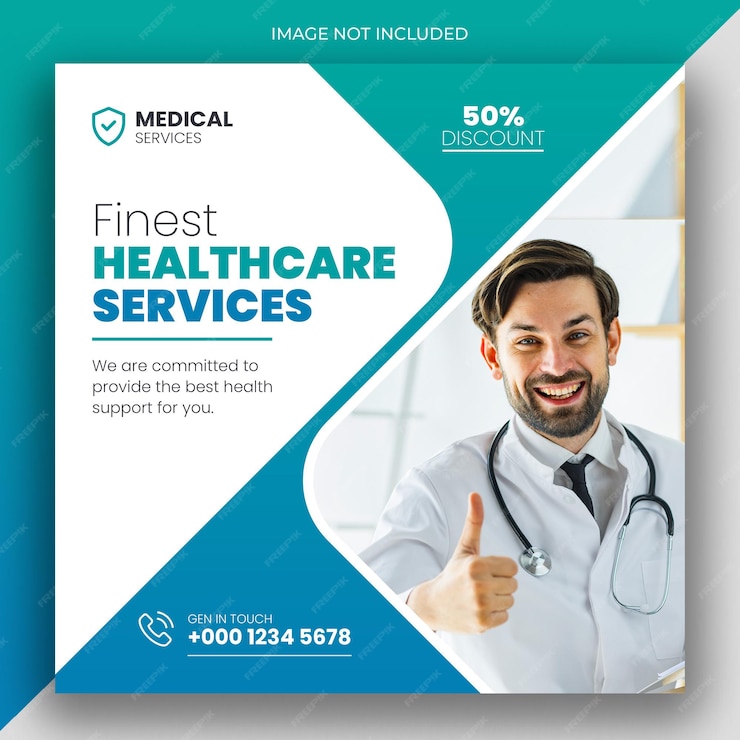  Medical healthcare square flyer social media post web promotion banner template