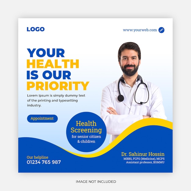 Medical healthcare template for social media post