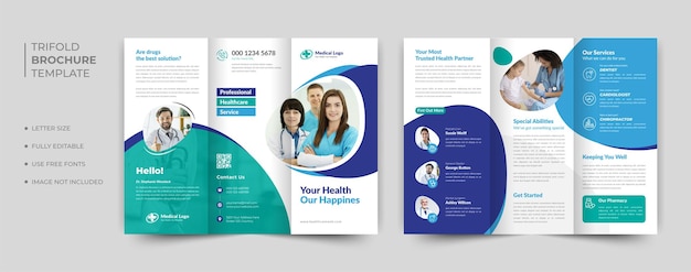 PSD medical healthcare trifold brochure template