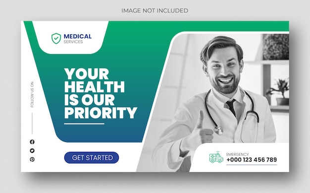 PSD medical healthcare youtube thumbnail and web banner template