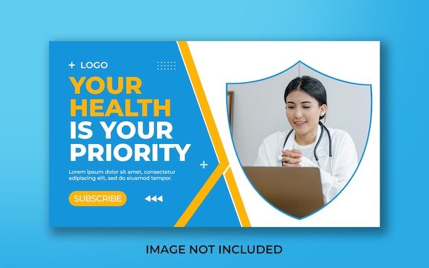 PSD medical healthcare youtube video thumbnail and web banner template desing