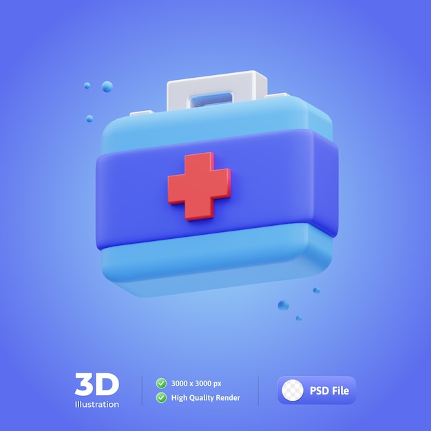 医療アイコン医療バッグ 3 d イラストレーション
