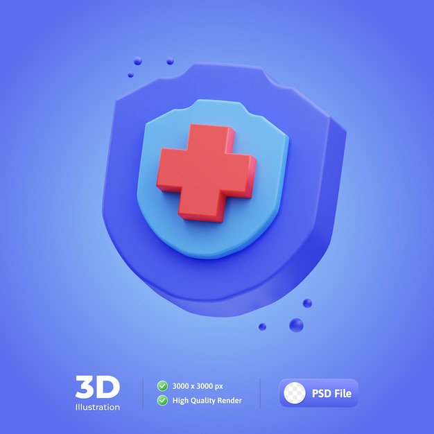 PSD medical icon shield 3d illustration