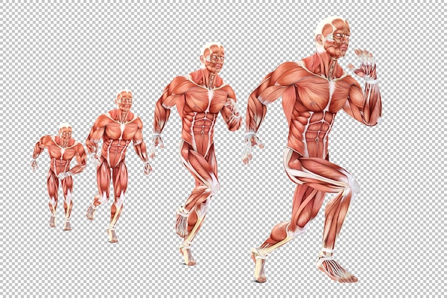 PSD medical illustration of running man anatomy