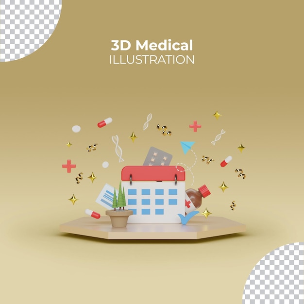 Illustrazione medica social media post modello 3d