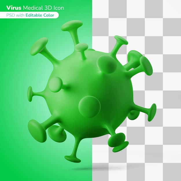 PSD virus infettivo medico 3d illustrazione 3d icona colore modificabile isolato