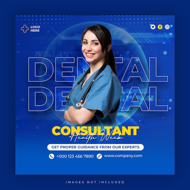 PSD medical instagram post or social media web banner design template