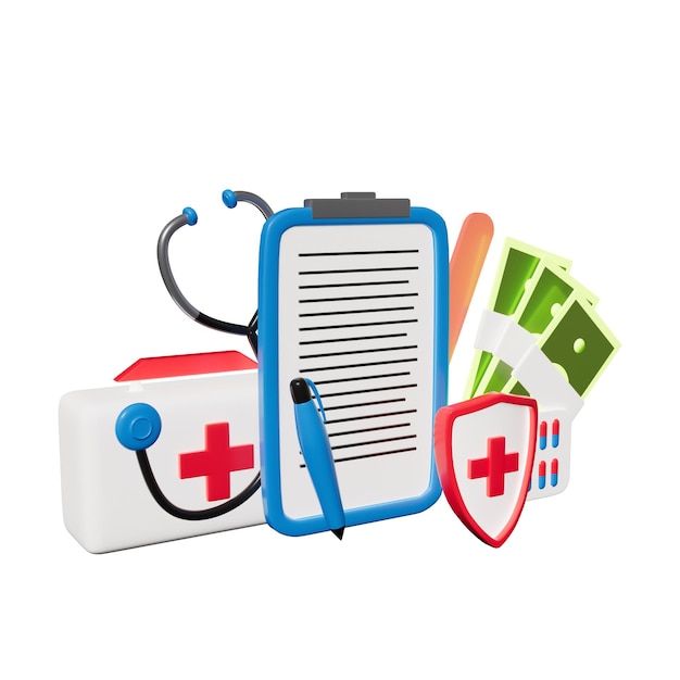 PSD medical insurance 3d illustration