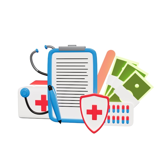 PSD medical insurance 3d illustration