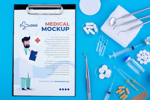 PSD progettazione di mockup di materiale medico