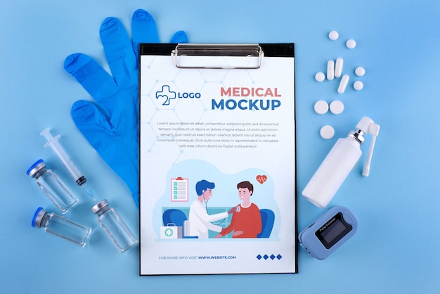 PSD progettazione di mockup di materiale medico