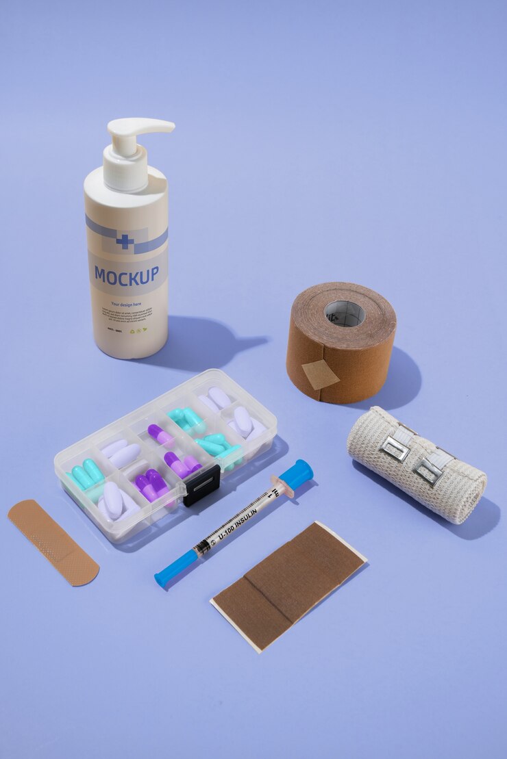 PSD medical material mockup design