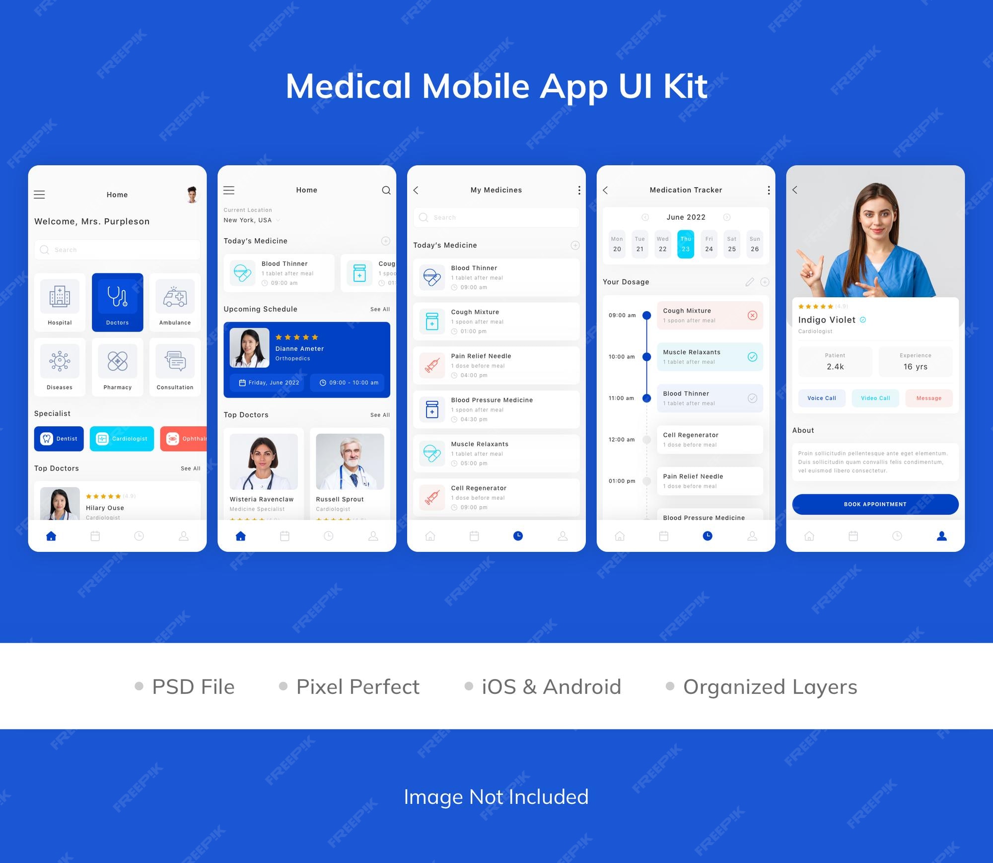 Premium PSD | Medical Mobile App UI Kit