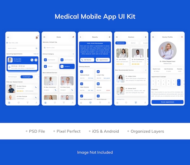 Kit interfaccia utente per app mobile medica