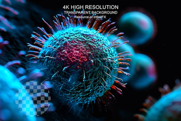 PSD 3d-иллюстрация опасного вируса медицинской оспы обезьян на прозрачном фоне